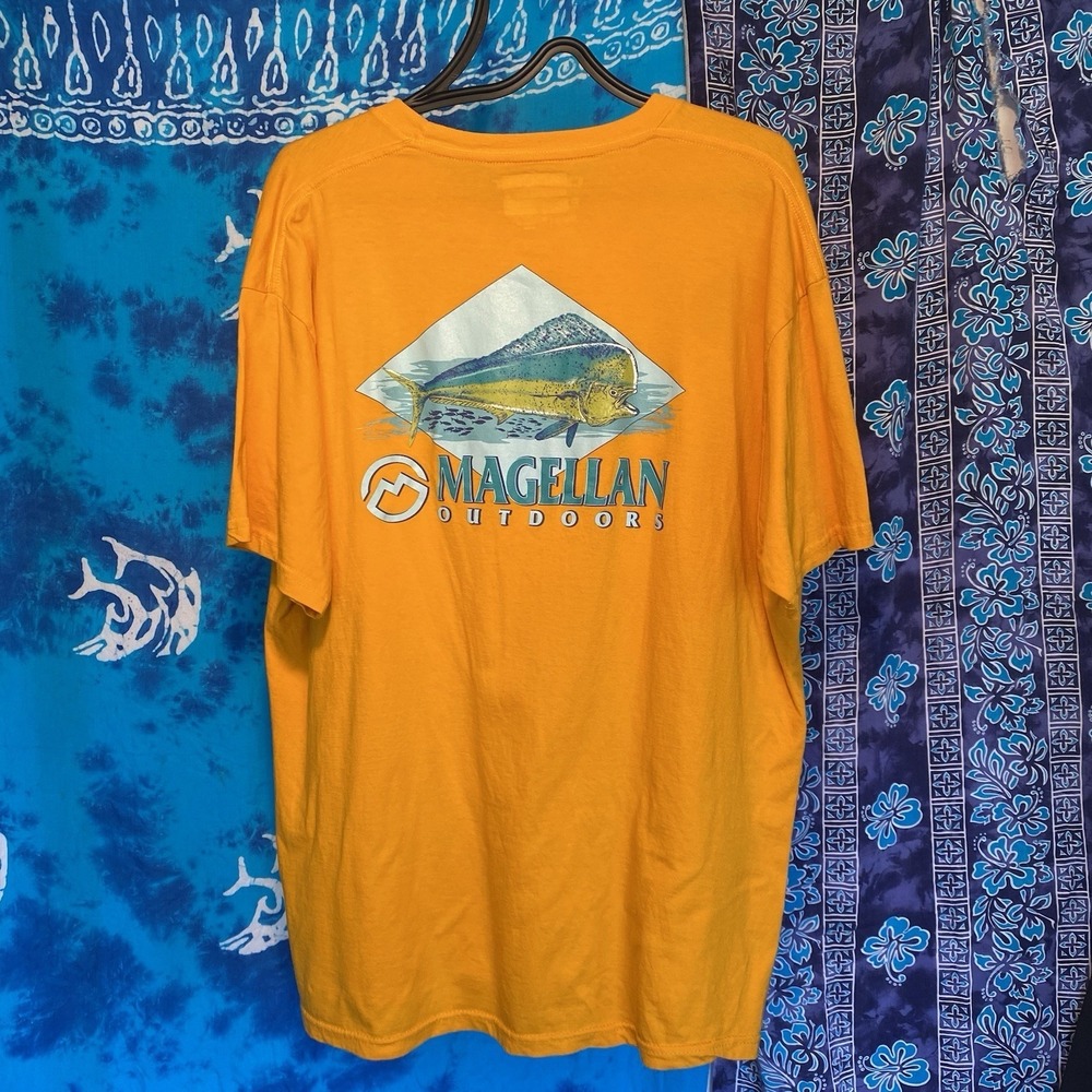 Dorado Mahi Mahi Fishing Shirt Men's 2XL Yellow Graphic Magellan Outdoor Unworn